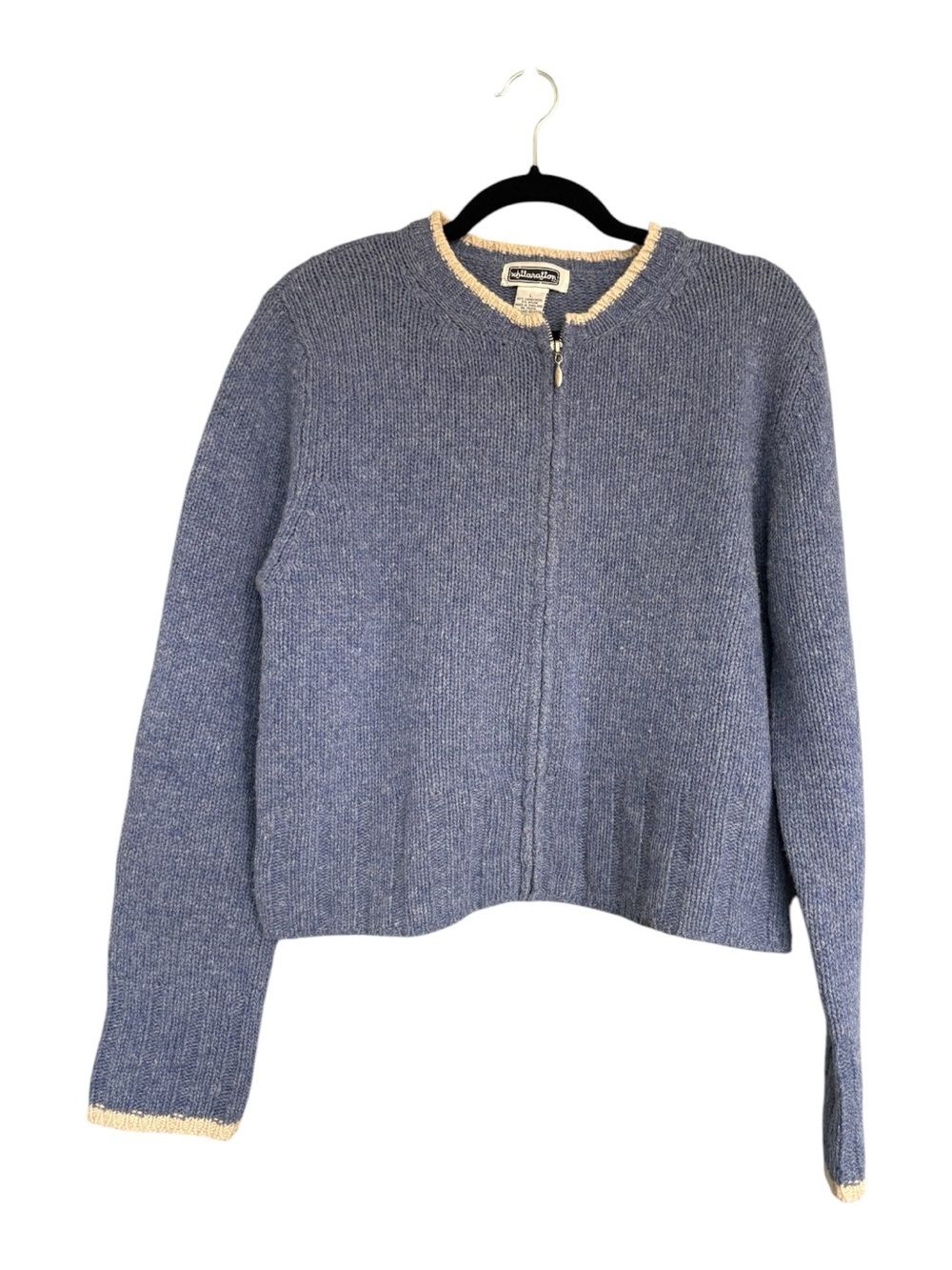 Xhilaration Blue Lambswool Blend Zip Cardigan Sweater Size L